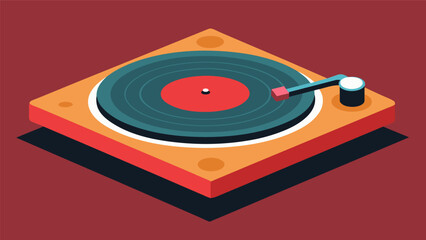 Fototapeta premium A photo of a turntable mat being p on the platter to reduce unwanted vibrations and improve sound quality. Vector illustration