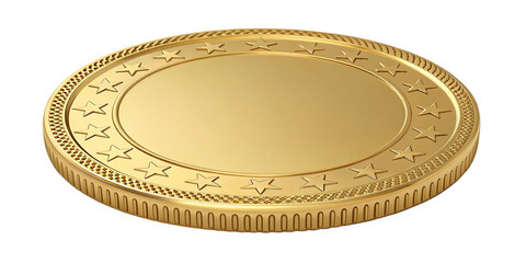 Realistic Golden Coin Mockup with Detailed Rim on Transparent Background
Blank Gold Coin with Smooth Center and Ornate Edge – PNG Rendering
