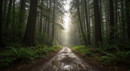 Obraz premium Misty forest path (4)