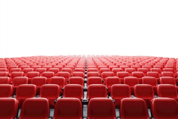 Obraz premium Red stadium seats in rows, empty