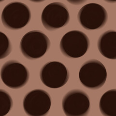 Patrón sin costuras de lunares color chocolate con movimiento en fondo mocha mousse. Diseño abstracto geométrico clásico y minimalista. Ilustración para tela, papel pintado y textiles.
