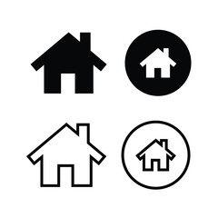 Icon Set Vector of Home Symbols in Modern Style Simple Black and White Design Elements
