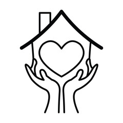 Logo Template Vector with House Heart and Hand Shapes Minimalist Design