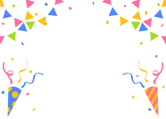 紙吹雪、ガーランド、パーティークラッカーのデコレーションフレーム