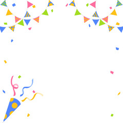 紙吹雪、ガーランド、パーティークラッカーのデコレーションフレーム、正方形サイズ