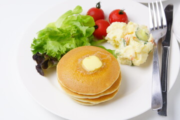 パンケーキ朝食