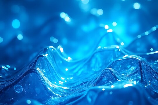Abstract water background with sparkling bubbles, ideal for themes of purity, freshness, and technology.