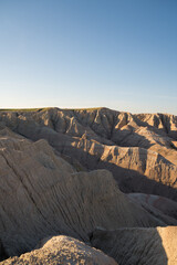 Hills on the majestic landscape in Badlands National Park, South Dako