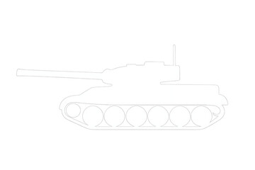 Obraz premium White silhouette of a tank on a transparent background, symbolizing military power, warfare, and combat