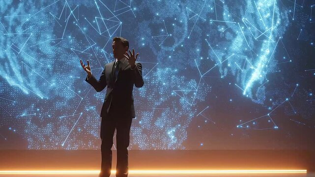 Business Presentation with Futuristic Digital World Background with ai generated