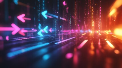 Neon Arrows Data Stream Highway Digital Future