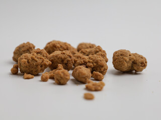 Crunchy cashew nuts on white background