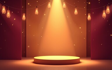 empty round podium stage scene with Indian Diwali festival. High quality