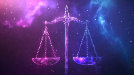 Cosmic Libra Scales Justice Nebula Background Astrology
