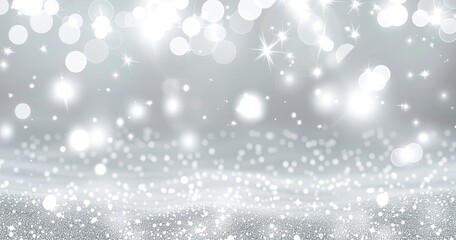Obraz premium Silver glitter bokeh background, celebratory, festive design, website header