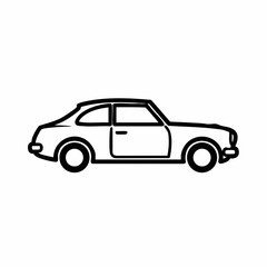 Obraz premium Outline Illustration of Classic Car in Profile View for Websites, Blogs, Automotive Articles, Graphic Design, and Social Media Content 