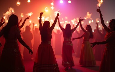 Dandiya night celebration on navratri. High quality