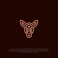 Elegant Stag Head Line Art Design: A Sophisticated Minimalist Illustration with Unique Ornamentation for Logo Design, Branding, and Creative Visual Projects