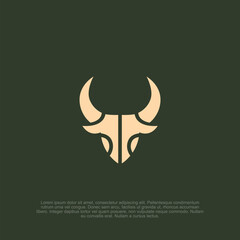 Minimalist Bull Emblem Design: A Striking Symbol of Strength and Power, Ideal for Modern Branding, Corporate Identity, or Sport Team Logos with a Bold Geometric Aesthetic
