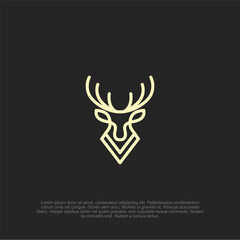 Elegant Gold Deer Emblem on Dark Backdrop displaying a refined and minimal illustration, radiating an air of sophistication and subtle glamour against the stark background