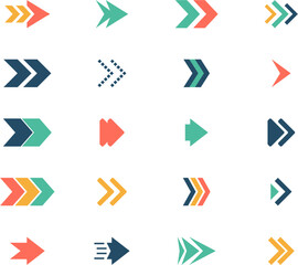 Minimal colorful arrow direction icon set