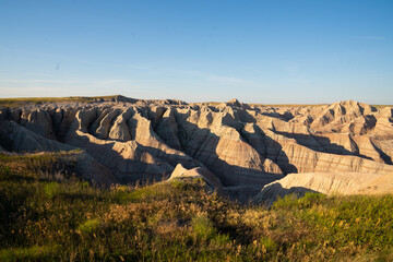 Beautiful sunset over Badlands National Park landscape, south dakota