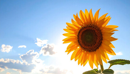 向日葵の花。コピースペース。青空。Sunflower flower. Copy space. Blue sky.