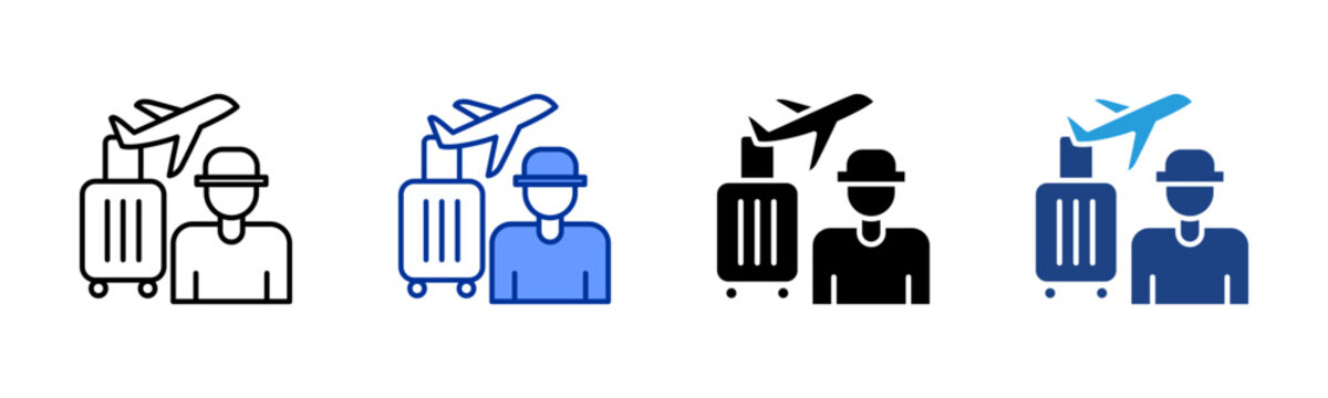 Tourist icon sheet multiple style collection