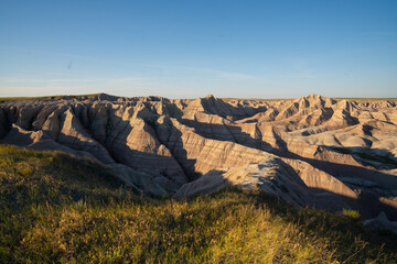 Beautiful sunset over Badlands National Park landscape, south dakota