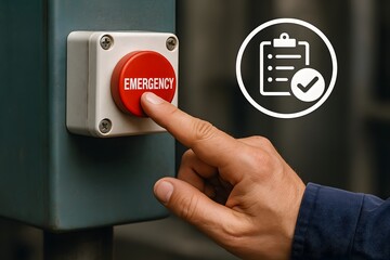 Fototapeta premium Urgent press on emergency button. 