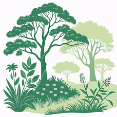Green Forest Landscape Illustration