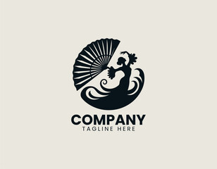 Naklejka premium Dynamic silhouette illustration of a passionate flamenco dancer in a large elegant dress. Dance and Culture concept
