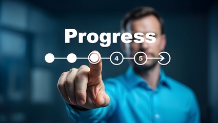 Hand touching to tick correct mark in checklist with progressive loading status to remind work task progressive for project develop management and tracking concept.