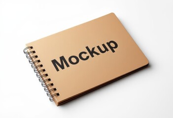 Spiral-bound notebook mockup in a light beige color.