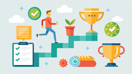 A fitness challenge between departments with rewards for the team that logs the most miles walked or steps taken in a week.. Vector illustration