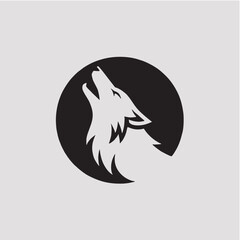 A Stylized Silhouette of a Wolf Howling at the Moon Encased in a Circle a Classic Emblem for Wildlife or Nature Lovers