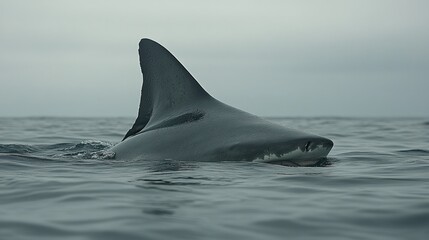 Naklejka premium Shark fin and head above water