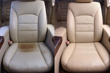 Naklejka premium Car seats, before and after cleaning