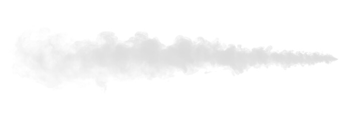 White thin flowing smoke stream effect transparent PNG cutout, isolated background