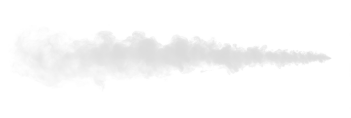 White thin flowing smoke stream effect transparent PNG cutout, isolated background