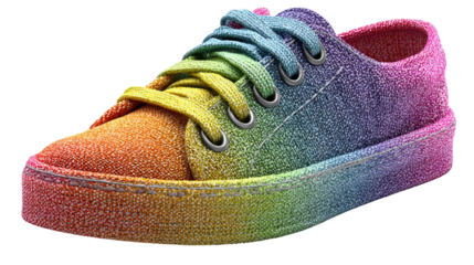 Colorful Sneaker: A vibrant sneaker is a wearable item featuring a spectrum of colors, reflecting themes of fun, activity, and active lifestyle.