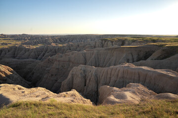 Beautiful sunset over Badlands National Park landscape, south dakota