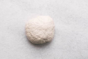 top view of homemade bread dough resting, process of making artisan bread