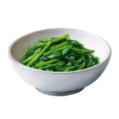 Fresh Greens in a Rustic Bowl: A vibrant serving of fresh, leafy greens presented in a textured ceramic bowl, showcasing a healthy, appetizing food option.