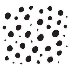 Abstract vector pattern with tiny black circles placed randomly, bold black outlines on white background create strong monochrome contrast effect.

