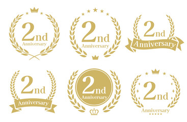 2周年記念、アニバーサリーのロゴベクターイラストセット