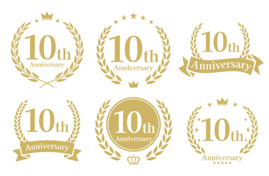 10周年記念、アニバーサリーのロゴベクターイラストセット
