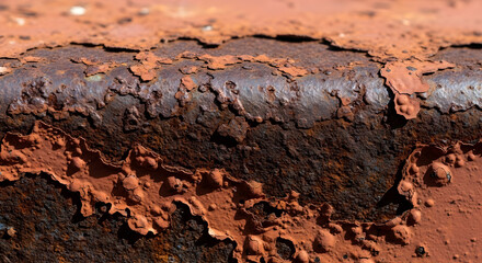Fototapeta premium Close-Up of Rusty Metal Surface Showing Corrosion Texture