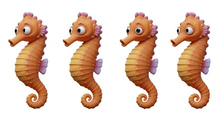 Cartoon seahorses row