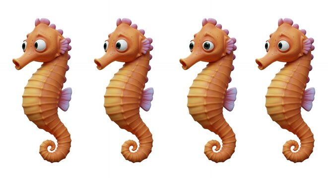 Cartoon seahorses row - Powered by Adobe